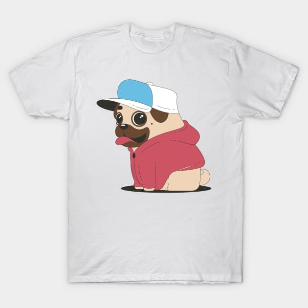 Hippy Pug T-Shirt by Printaha